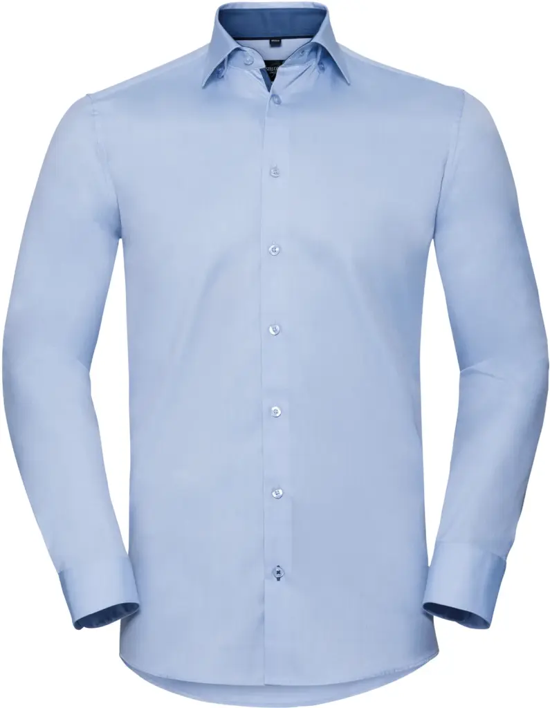Herringbone overhemd met lange mouwen, light blue / mid blue / bright navy — productfoto 6