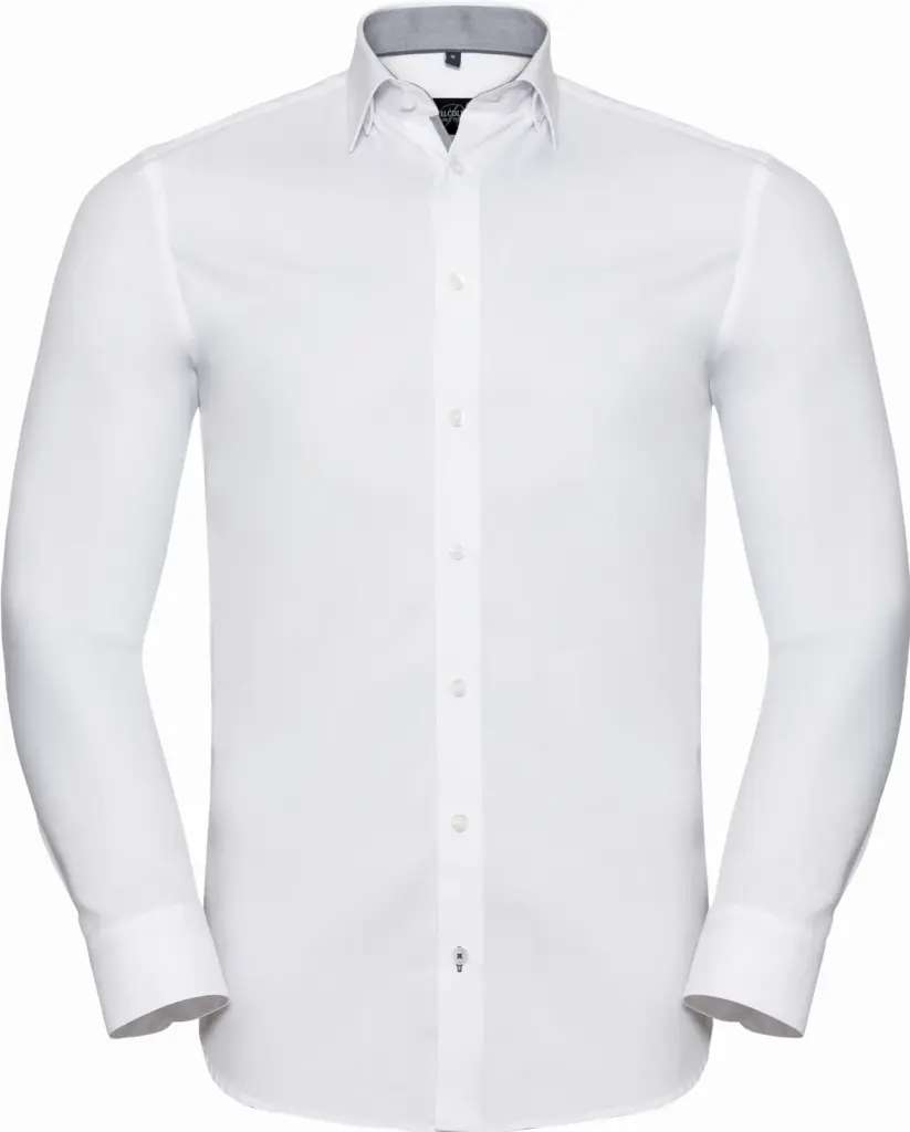 Herringbone overhemd met lange mouwen, white / silver / convoy grey — productfoto 7