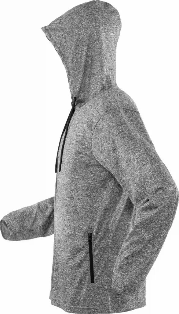 PS_S277M-S_GREY-BLACK - Hidalgo-werbeartikel Mens hooded tee-jacket, grey / black — productfoto 2