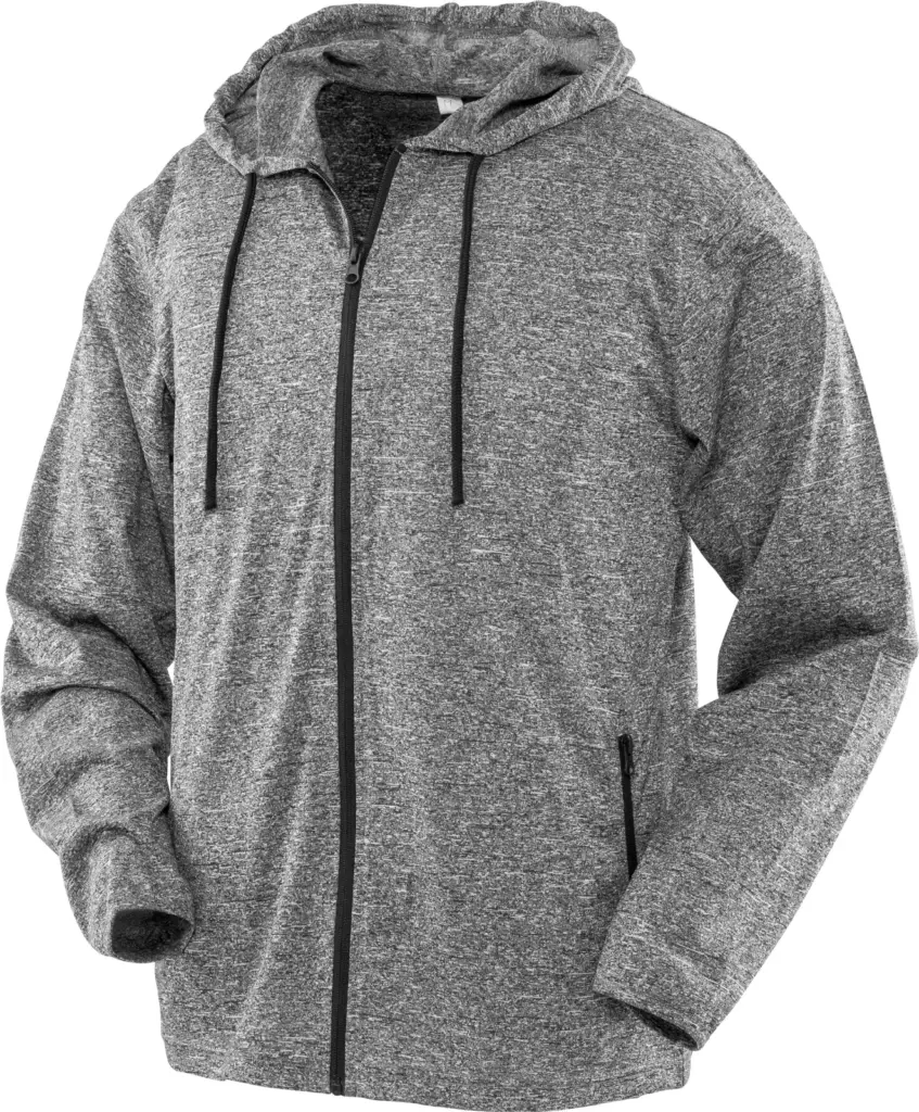 Mens hooded tee-jacket, grey / black — productfoto 3