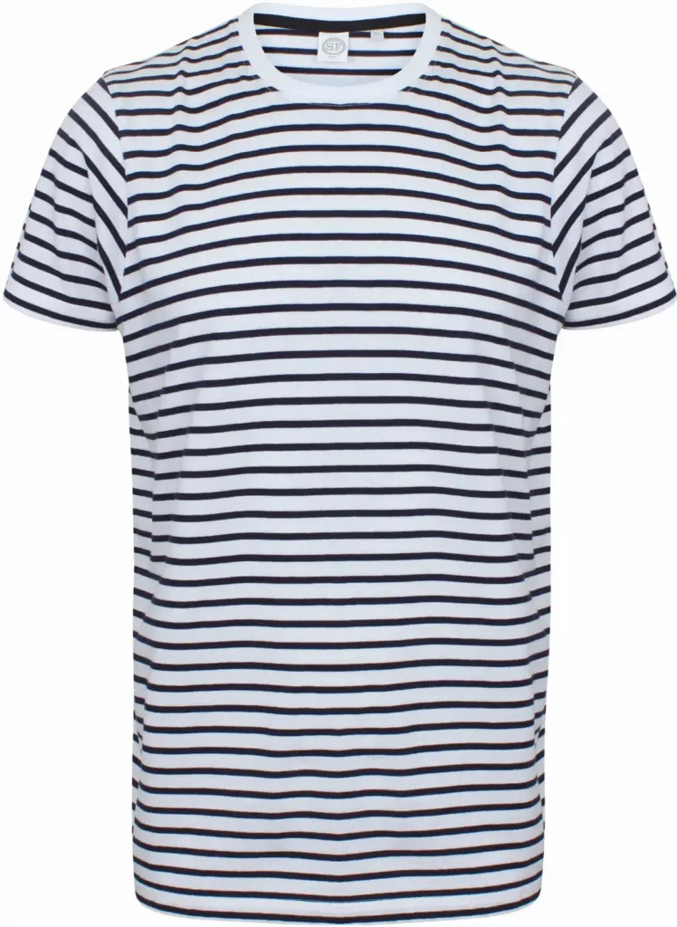 Unisex Striped T-shirt, white / oxford navy — productfoto 3