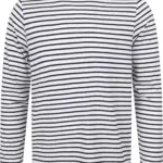 Long sleeved striped t-shirt, white / oxford navy — productfoto 5