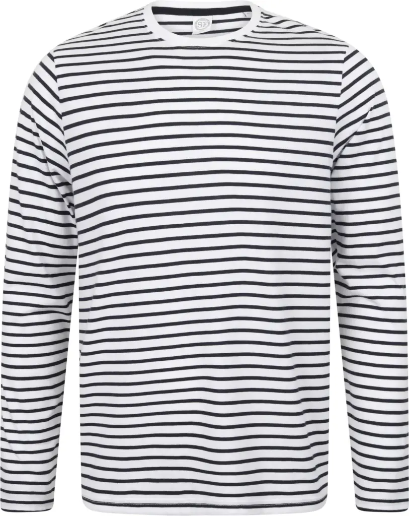 Long sleeved striped t-shirt, white / oxford navy — productfoto 5