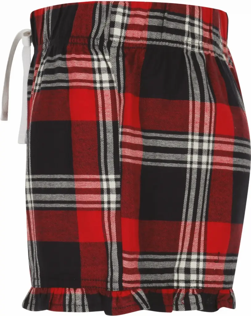 PS_SK082-S_RED-NAVYCHECK - Hidalgo-werbeartikel Women's Tartan Frill Lounge Shorts, red / navy check — productfoto 4