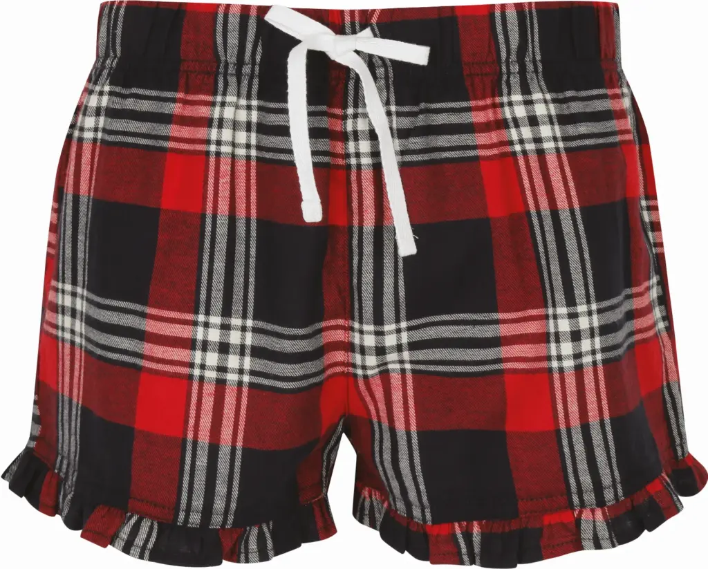 Women's Tartan Frill Lounge Shorts, red / navy check — productfoto 5