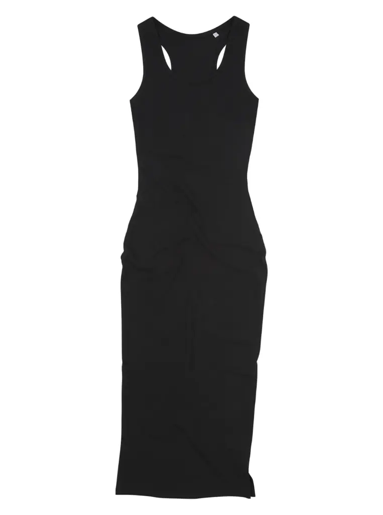 Lange T-shirt jurk met zwemmersrug, black — productfoto 3