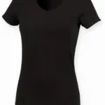 Ladies Stretch V-neck T-shirt, black — productfoto 3