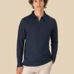 Linnen polo lange mouwen heren