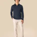 Linnen polo lange mouwen heren — productfoto 2