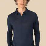Linnen polo lange mouwen heren — productfoto 3