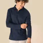 Linnen polo lange mouwen heren — productfoto 4