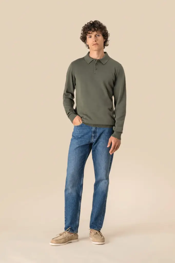 Ecologische herenpolo met lange mouwen — productfoto 2