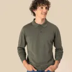 Ecologische herenpolo met lange mouwen — productfoto 3