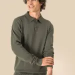 Ecologische herenpolo met lange mouwen — productfoto 4