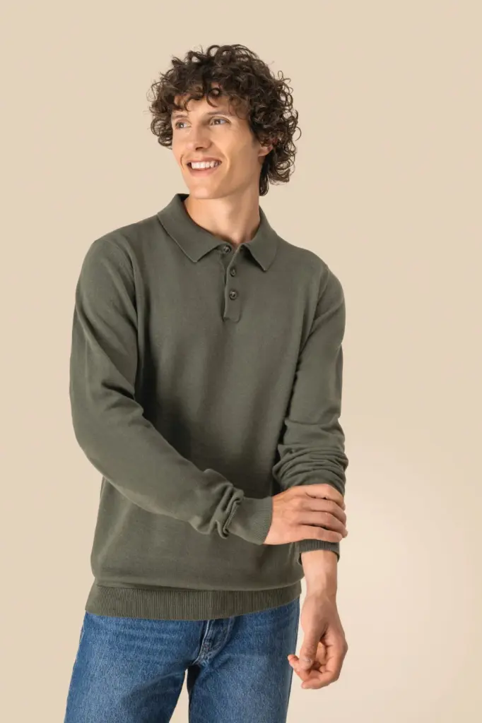 Ecologische herenpolo met lange mouwen — productfoto 4