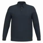Ecologische herenpolo met lange mouwen, navy blue — productfoto 6