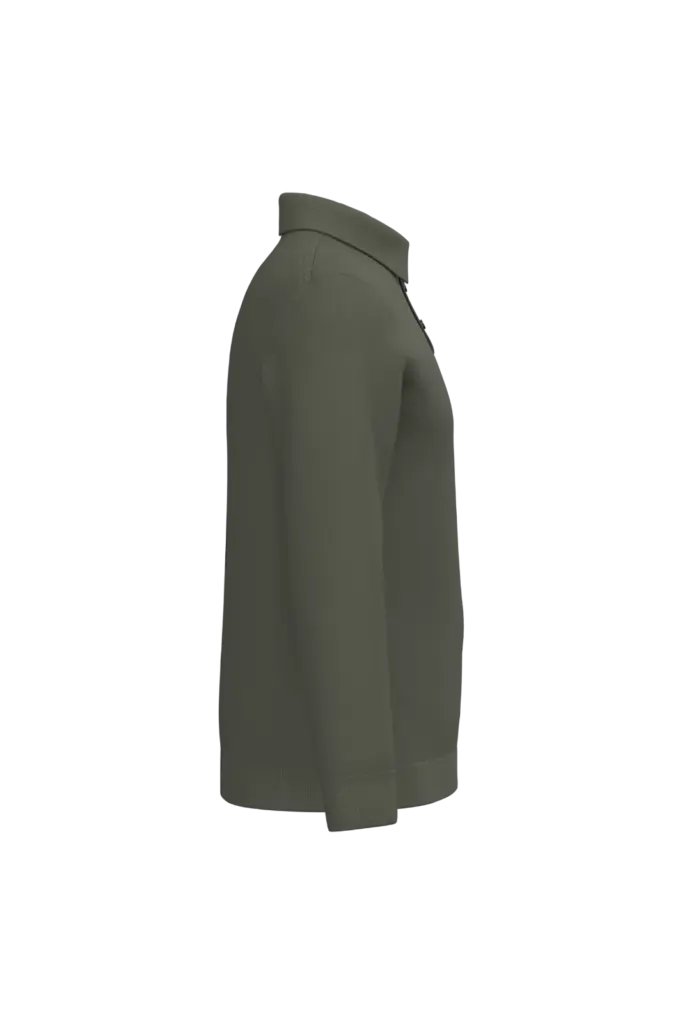 Ecologische herenpolo met lange mouwen, organic khaki — productfoto 6