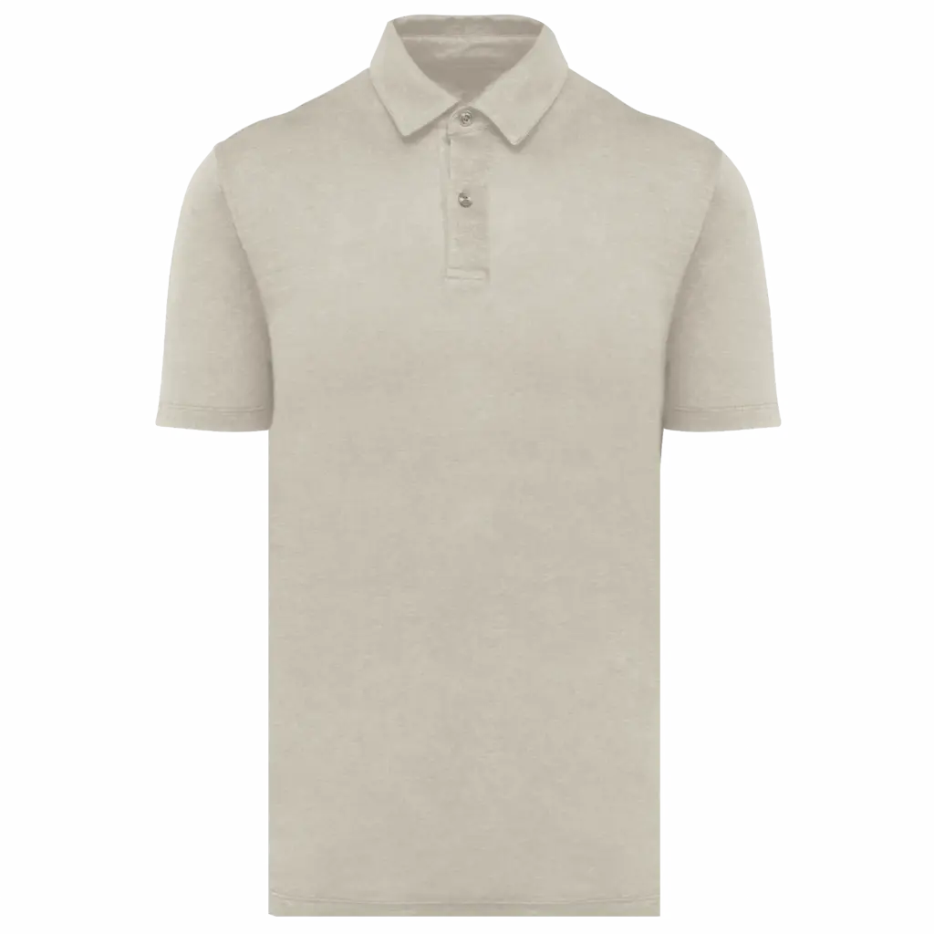 Linnen herenpolo, linen sand — productfoto 6
