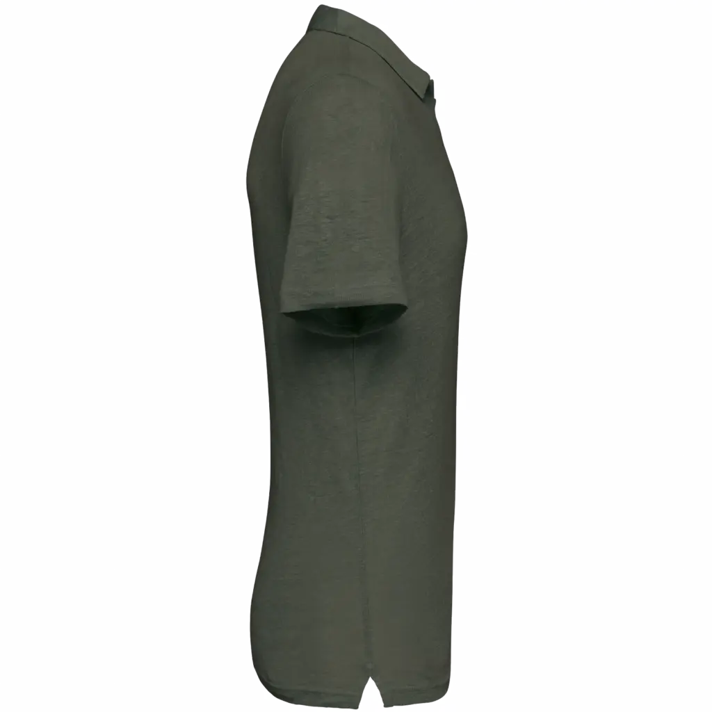 Linnen herenpolo, organic khaki — productfoto 10