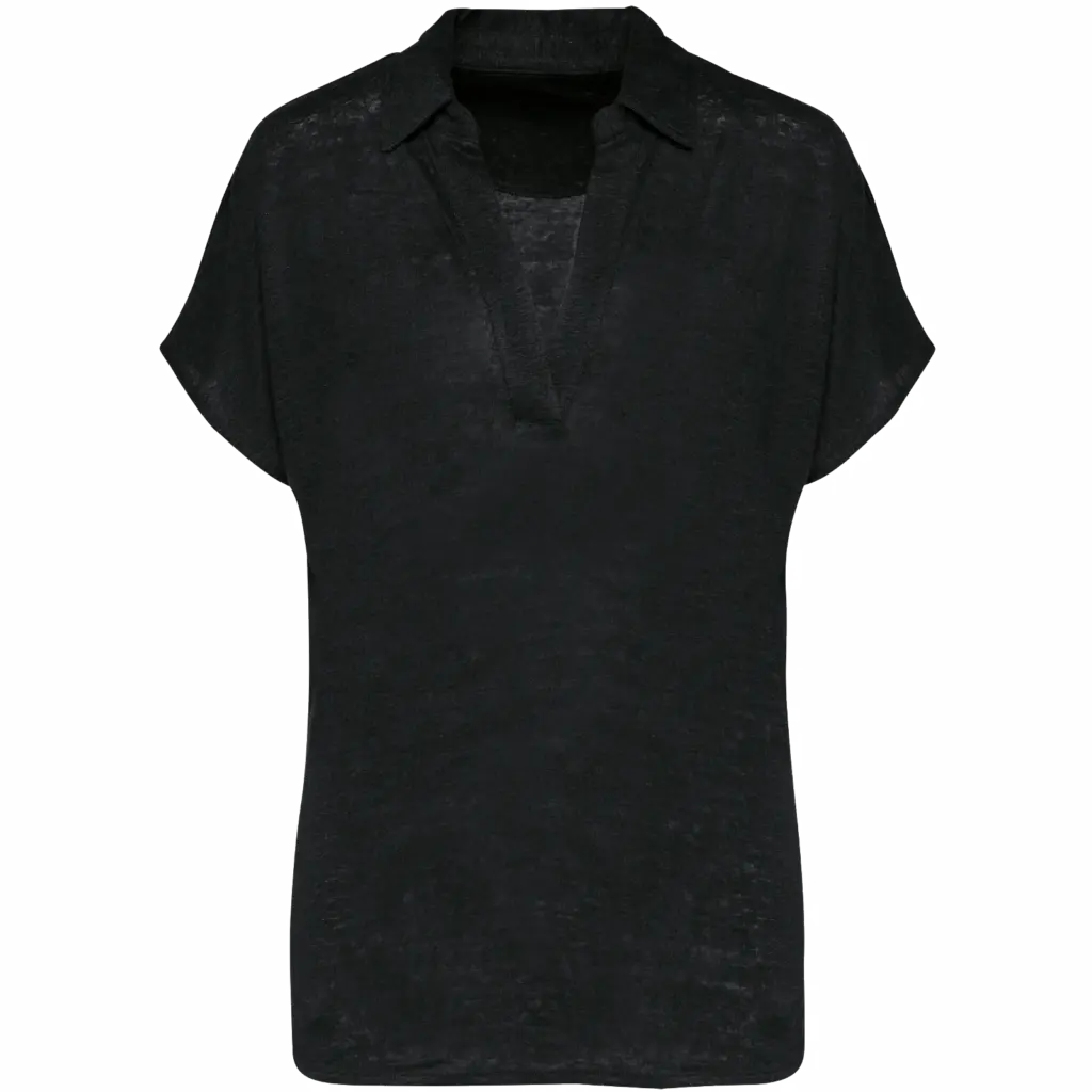 Linen Women's Polo SP221 Printed Breathable V-neck XS-Large — product photo 6