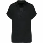 Linnen damespolo, black — productfoto 6