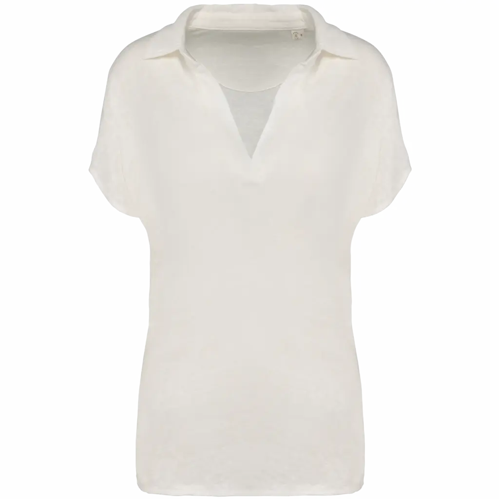 Linen Women's Polo SP221 Printed Breathable V-neck XS-Large — product photo 7