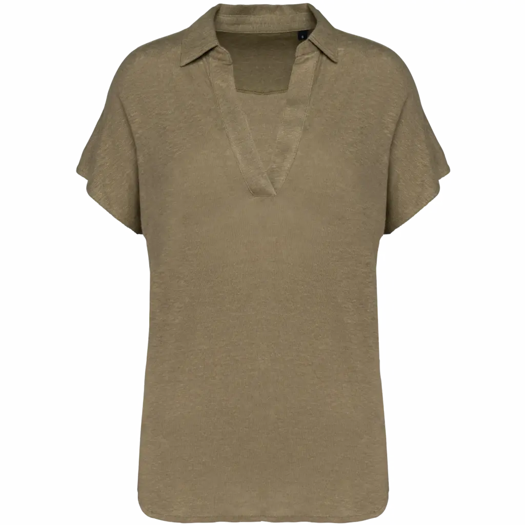 Linen Women's Polo SP221 Printed Breathable V-neck XS-Large — product photo 8