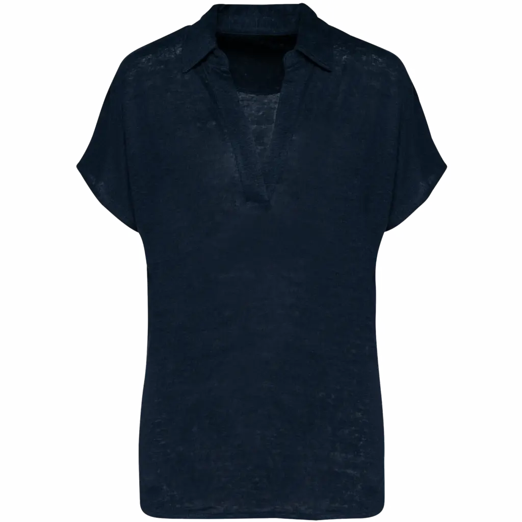Linen Women's Polo SP221 Printed Breathable V-neck XS-Large — product photo 9