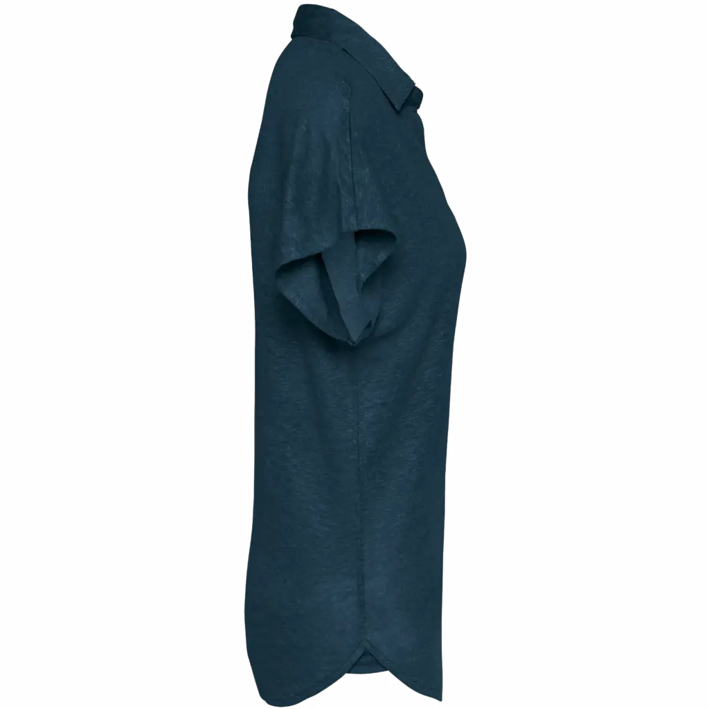Linnen damespolo, peacock blue — productfoto 10