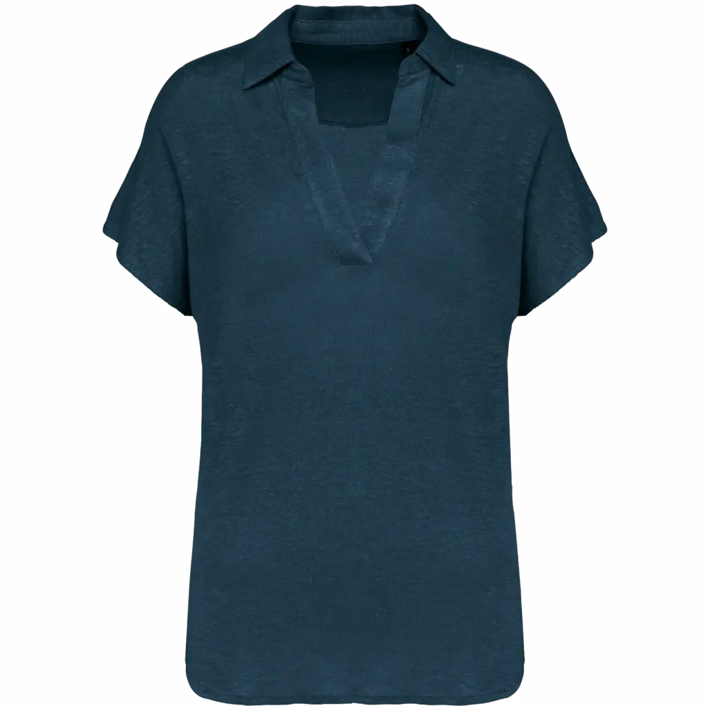 Linen Women's Polo SP221 Printed Breathable V-neck XS-Large — product photo 11
