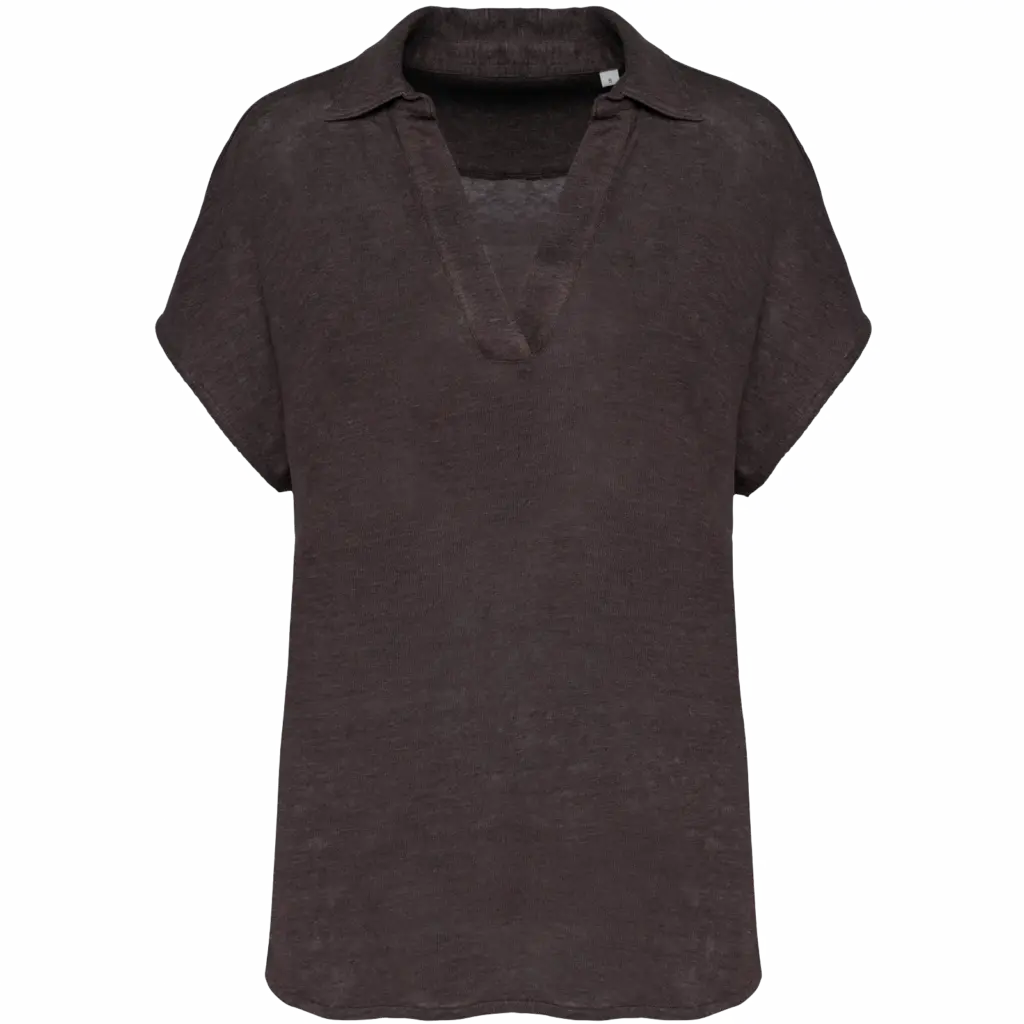 Linen Women's Polo SP221 Printed Breathable V-neck XS-Large — product photo 12