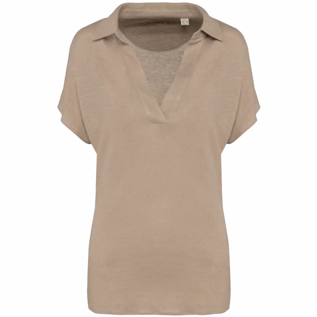Linen Women's Polo SP221 Printed Breathable V-neck XS-Large — product photo 13