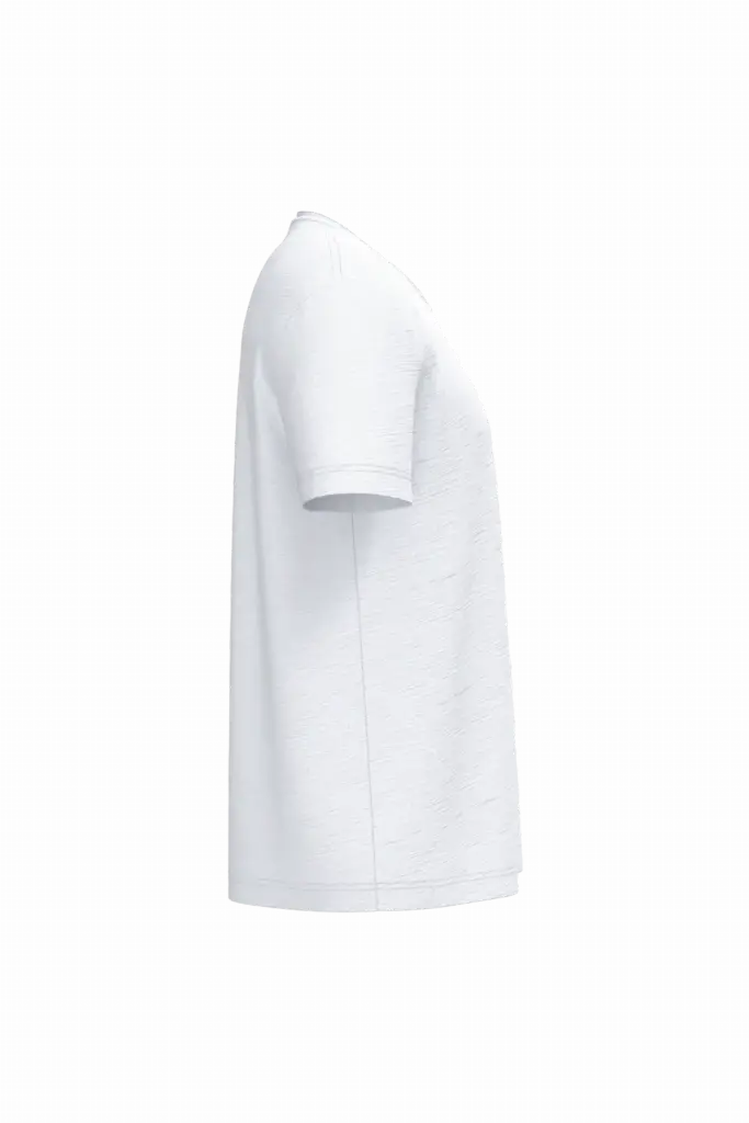 Ecologisch heren-T-shirt met slubhals en afhangende schouders, white — productfoto 7