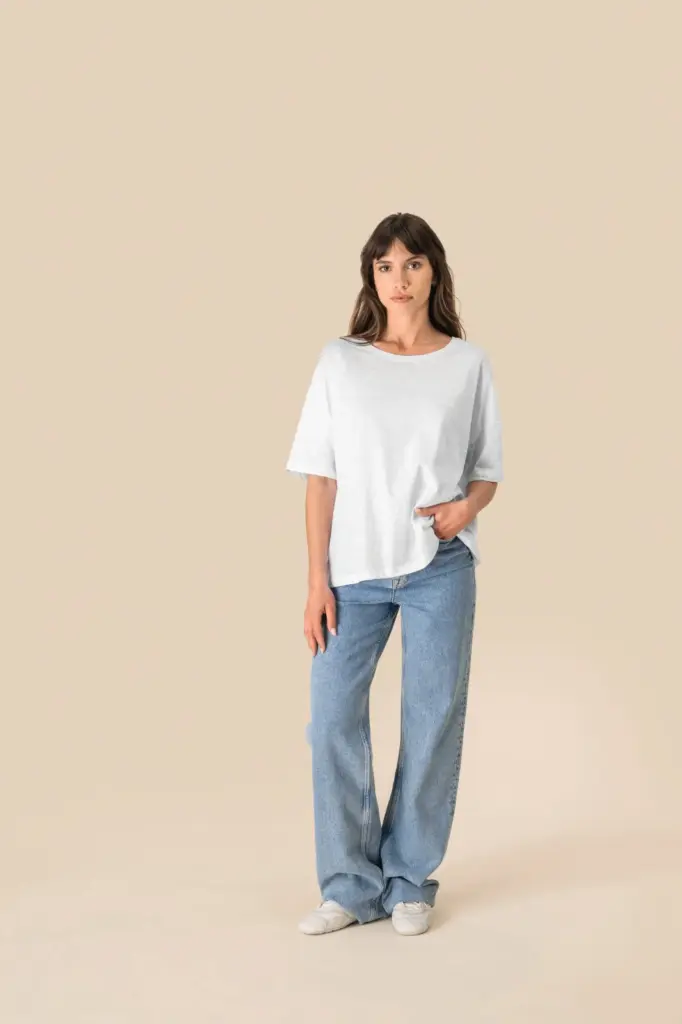 SP304_2025 - Hidalgo-werbeartikel Ecologisch oversized dames slub-T-shirt met afhangende schouders — productfoto 2
