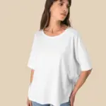 Ecologisch oversized dames slub-T-shirt met afhangende schouders — productfoto 3
