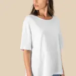 Ecologisch oversized dames slub-T-shirt met afhangende schouders — productfoto 4