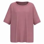 Ecologisch oversized dames slub-T-shirt met afhangende schouders, antique rose — productfoto 8