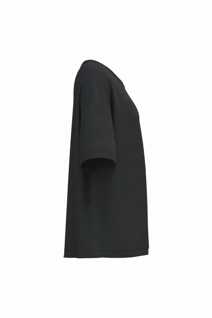 PS_SP304-S_BLACK - Hidalgo-werbeartikel Ecologisch oversized dames slub-T-shirt met afhangende schouders, black — productfoto 6