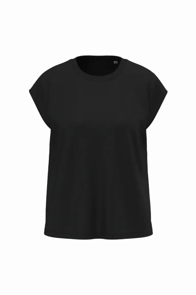 SP306 - Dames-T-shirt van verantwoorde materialen zonder mouwen met schoudervullingen, black
