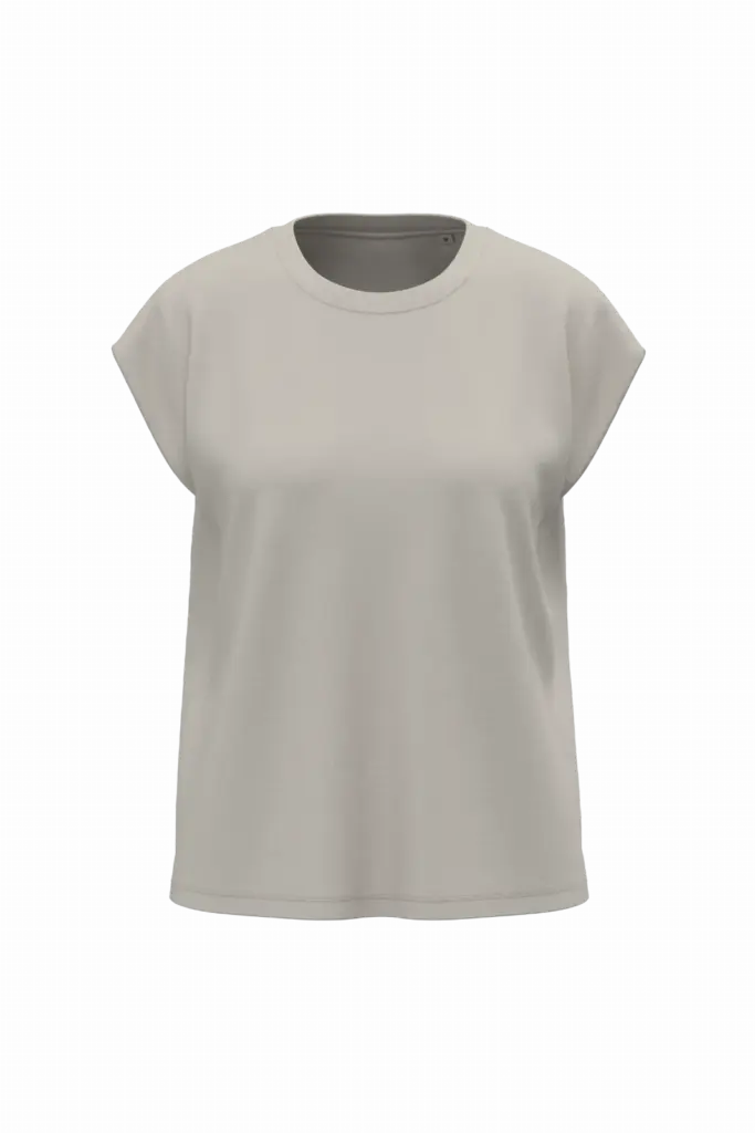 PS_SP306_IVORY - Hidalgo SP306 - Dames-T-shirt van verantwoorde materialen zonder mouwen met schoudervullingen, ivory — productfoto 2