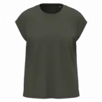 SP306 - Dames-T-shirt van verantwoorde materialen zonder mouwen met schoudervullingen, organic khaki — productfoto 3
