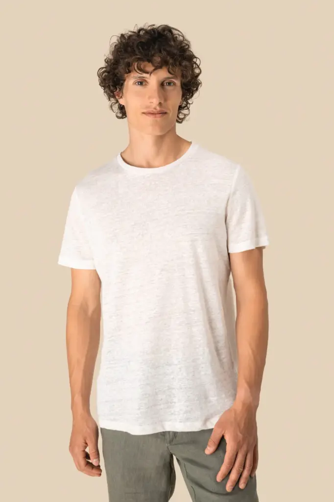 Linnen heren-t-shirt ronde hals kraag