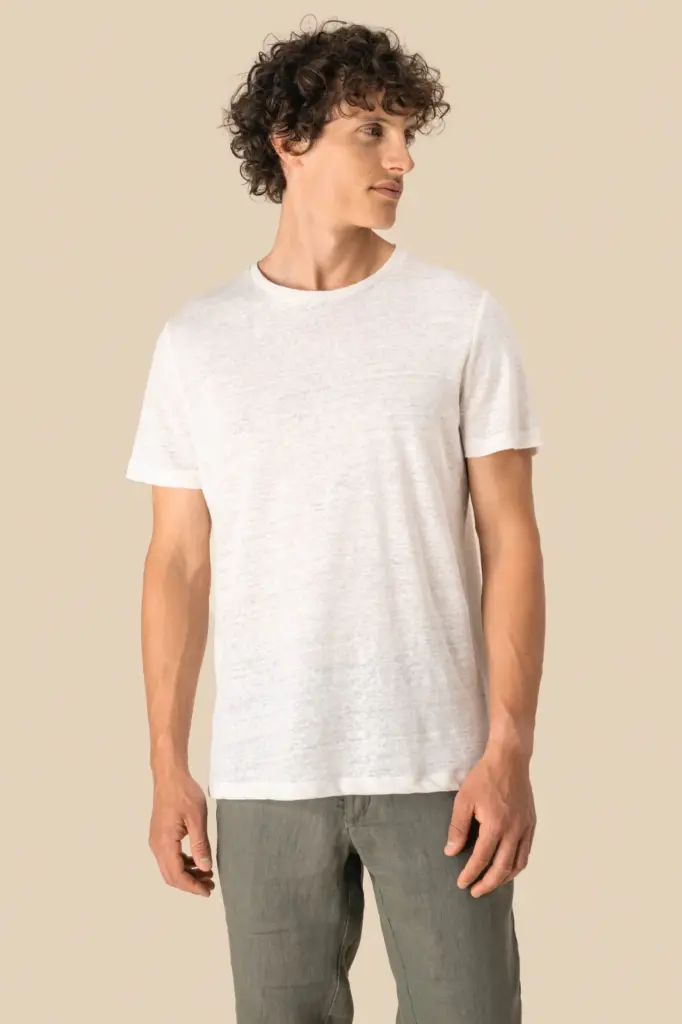 SP320-3_2025 - Hidalgo-werbeartikel Linnen heren-t-shirt ronde hals kraag — productfoto 3