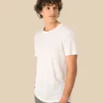 Linnen heren-t-shirt ronde hals kraag — productfoto 4