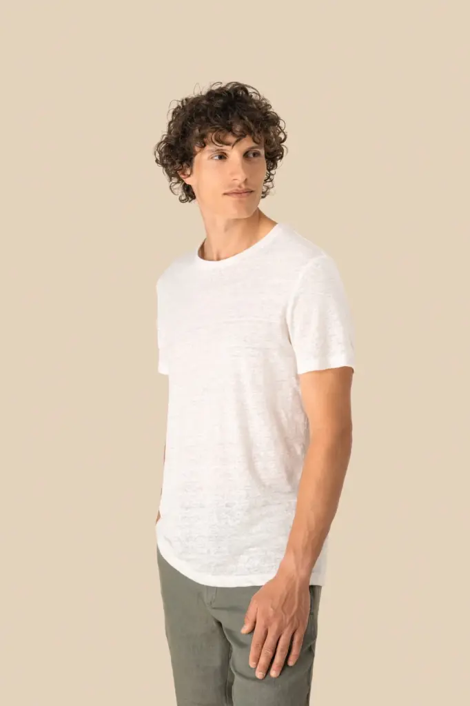 SP320-4_2025 - Hidalgo-werbeartikel Linnen heren-t-shirt ronde hals kraag — productfoto 4