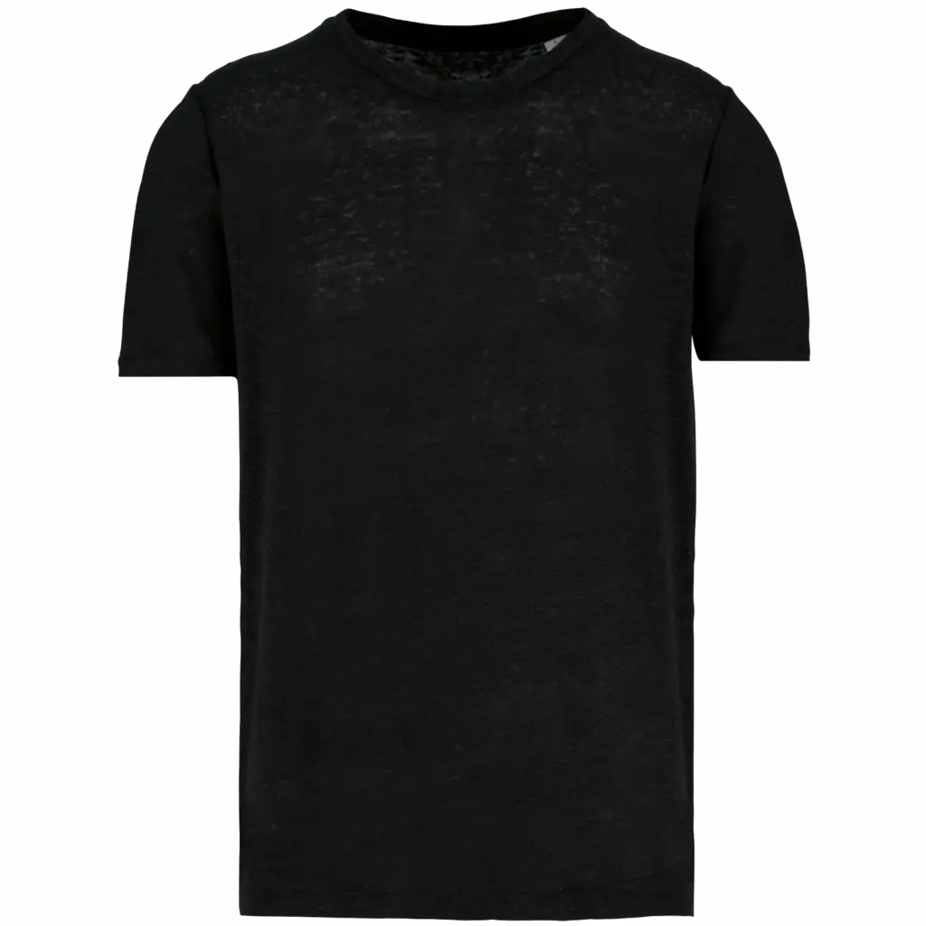 Linnen heren-t-shirt ronde hals kraag, black — productfoto 6