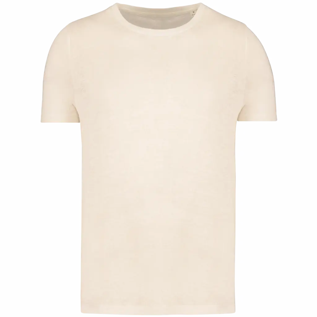 Linnen heren-t-shirt ronde hals kraag, ivory — productfoto 7