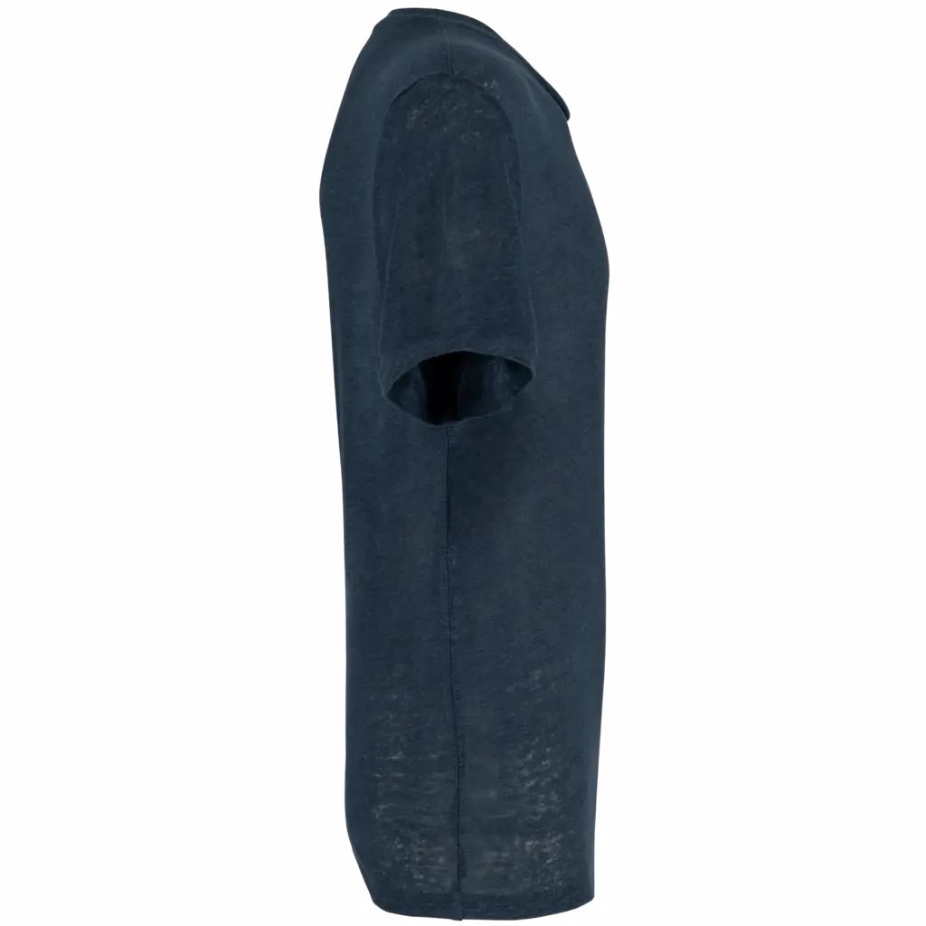 PS_SP320-S_NAVYBLUE - Hidalgo-werbeartikel Linnen heren-t-shirt ronde hals kraag, navy blue — productfoto 7