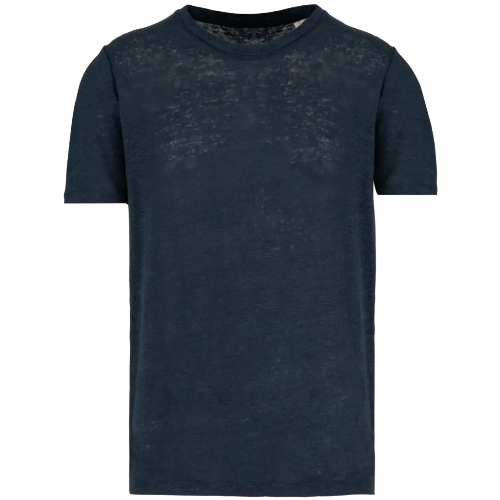 Linnen heren-t-shirt ronde hals kraag, navy blue — productfoto 8