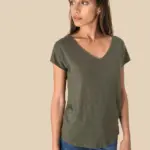 Linnen dames-t-shirt V-hals — productfoto 3